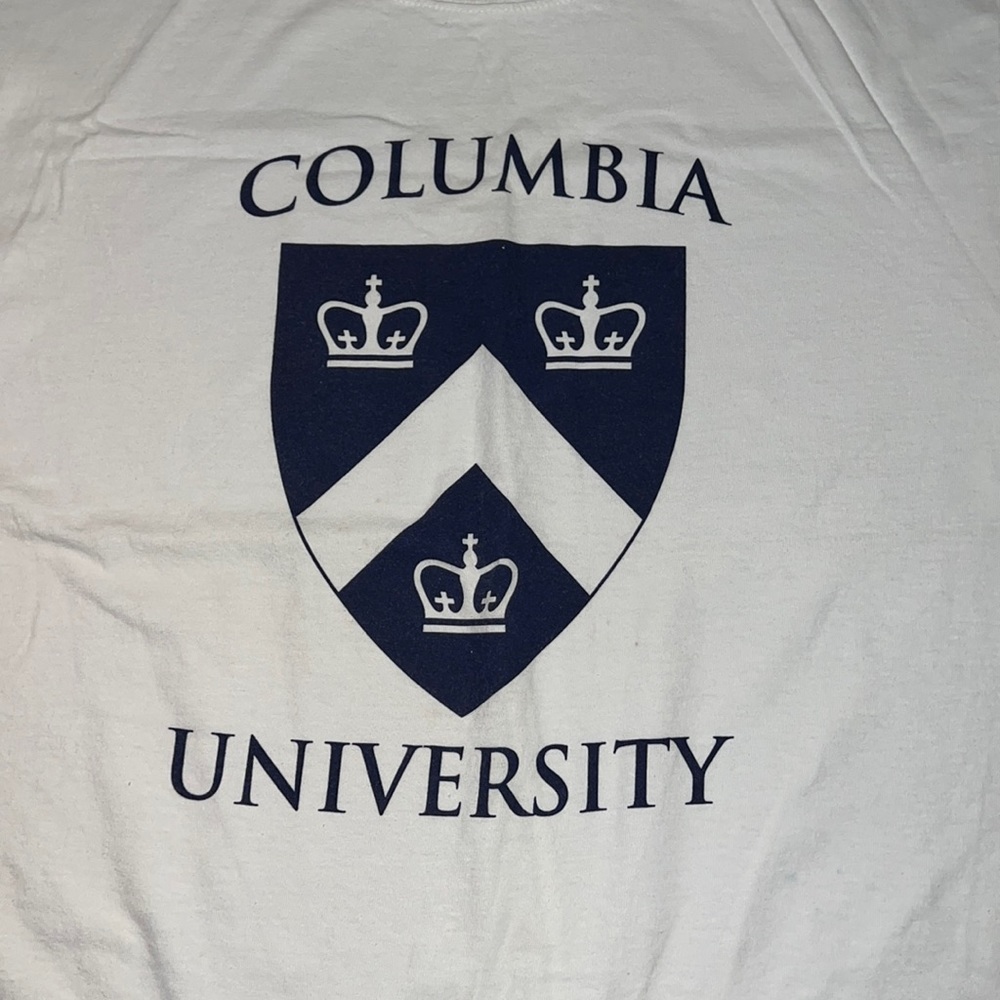 Columbia University white logo t shirt